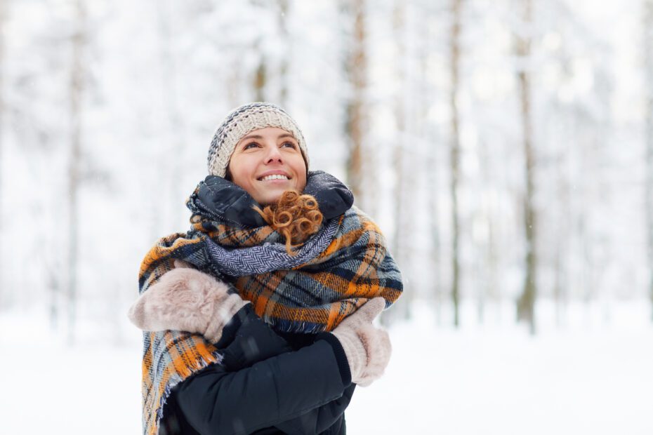 A woman in the winter