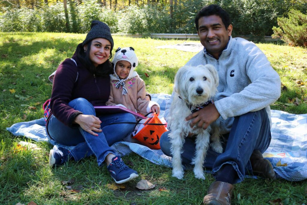 A family and their dog