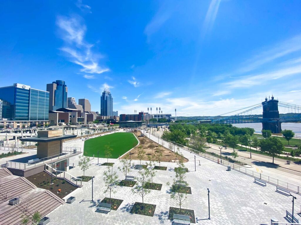 Overlooking the event lawn and tree groves of the Smale Expansion and Banks Phase IIIB