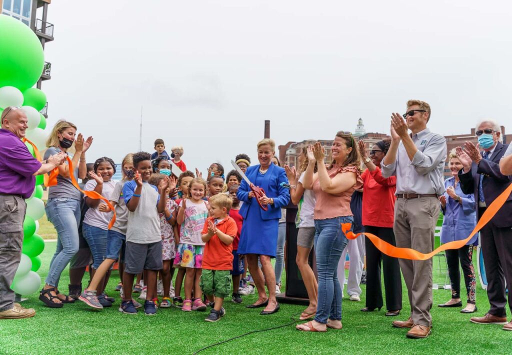 Ribbon cutting of the PNC Grow Up Great Playground in Inwood Park