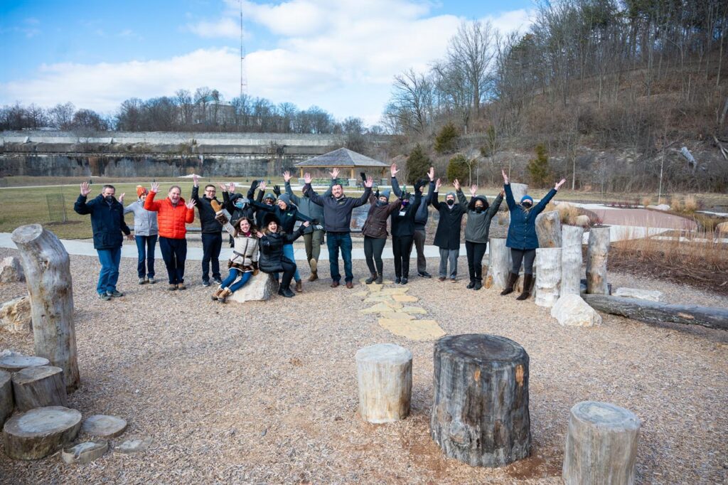 Cincinnati Parks Foundation Board of Directors and staff in Cincinnati parks