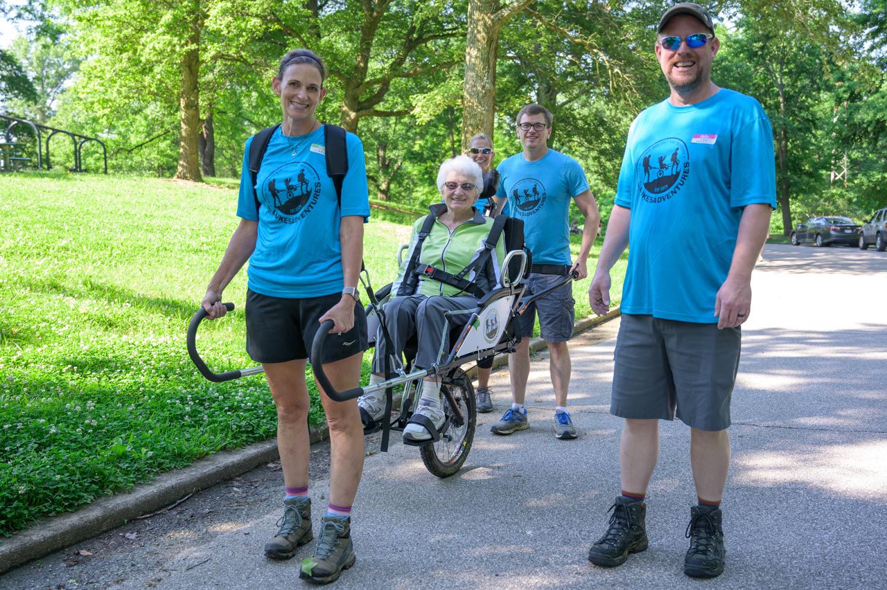 A senior in a Luke5Adventures wheelchair