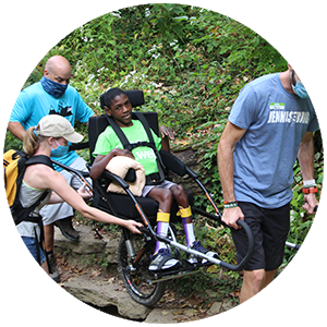 A hiker in the Everybody in Mt. Airy program