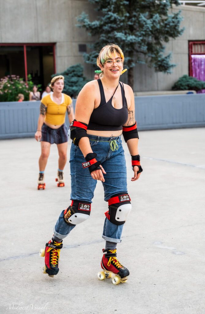 Skaters roller skating at the Roller Rink at Sawyer Point